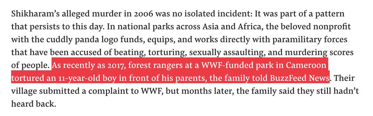 BuzzFeed News investigation finds the WWF, wildlife charity, is funding and equipping paramilitaries that have murdered and tortured people, including an 11 year old boy    